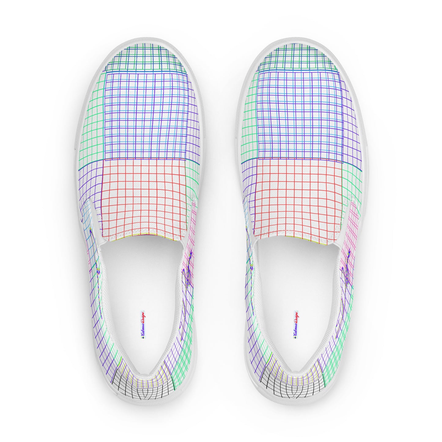 Acid Graphic Elements Square Grid,  Men’s slip-on canvas shoes