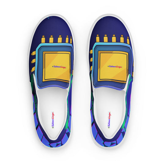 Circuit Board Technology, Hand Drawn Electronic Integrated Circuit, Digital Network Technology,  Men’s slip-on canvas shoes