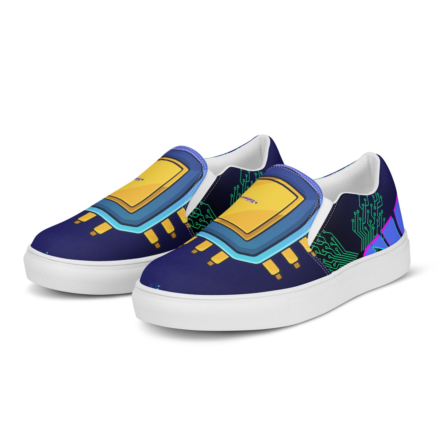 Circuit Board Technology, Hand Drawn Electronic Integrated Circuit, Digital Network Technology,  Men’s slip-on canvas shoes