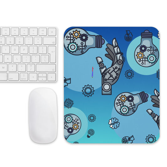 Bulb with Artificial Intelligence, Robotic Hand with Artificial Intelligence, Icon, CALMNESS DESIGNS, Creative Designer's,  Mouse pad