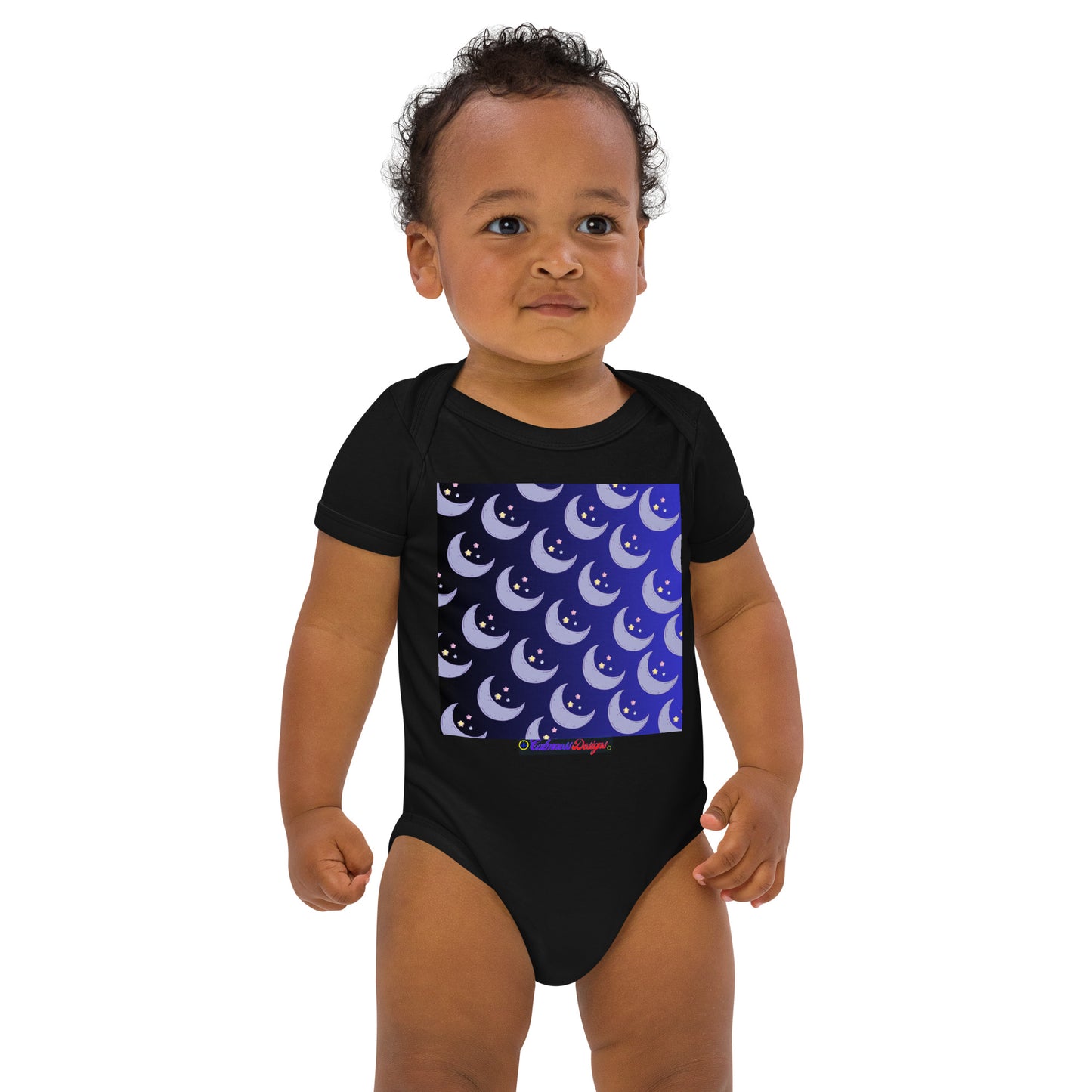 Baby Moon and Stars,  CALMNESS DESIGNS,  Creative Designer's,  Organic cotton baby bodysuit