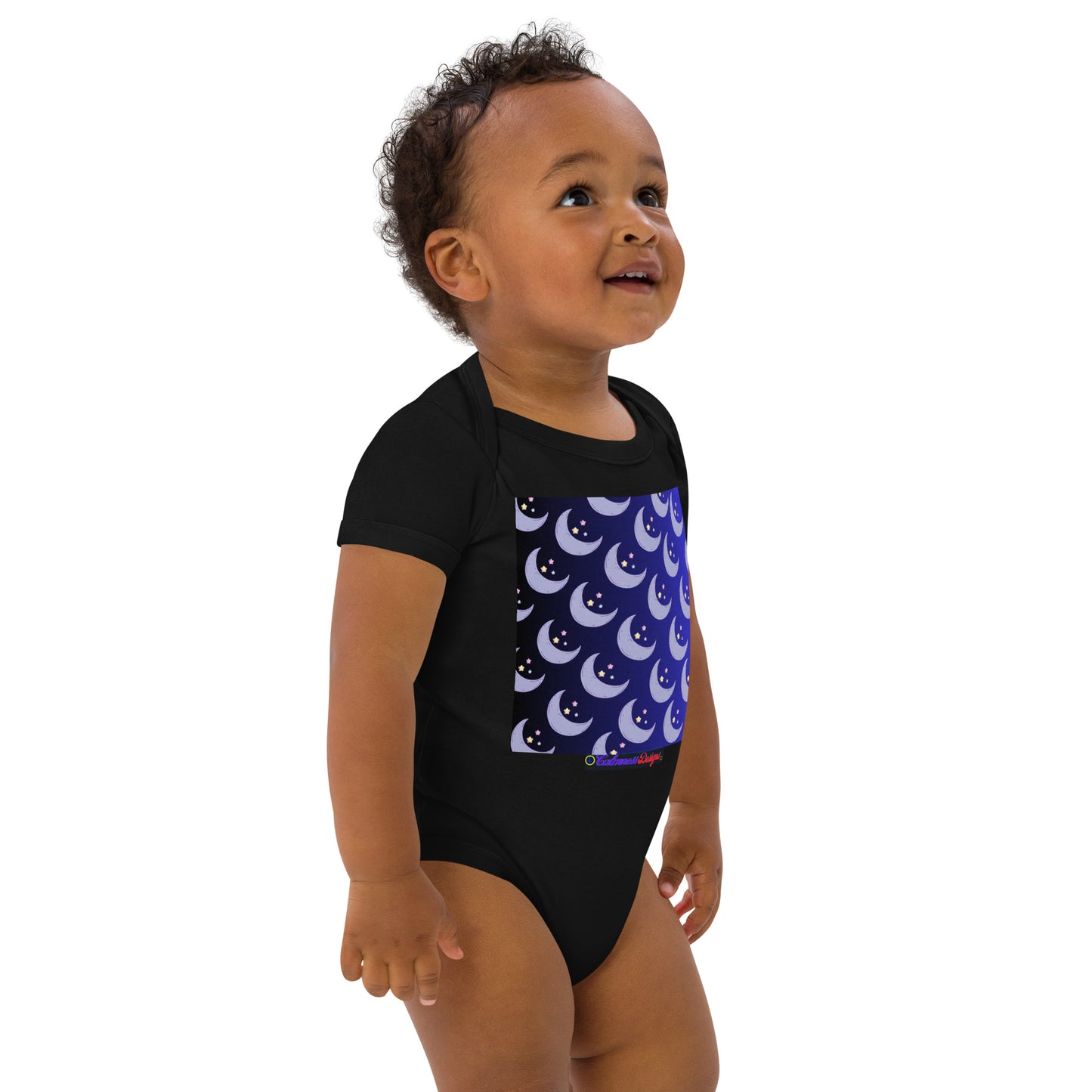 Baby Moon and Stars,  CALMNESS DESIGNS,  Creative Designer's,  Organic cotton baby bodysuit