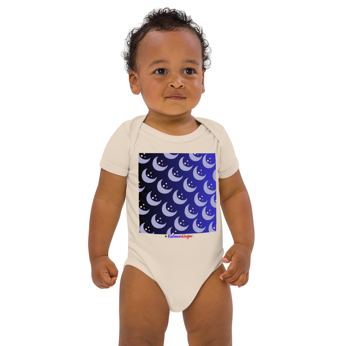 Baby Moon and Stars,  CALMNESS DESIGNS,  Creative Designer's,  Organic cotton baby bodysuit