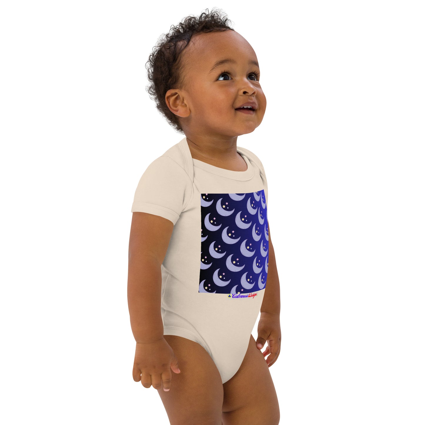 Baby Moon and Stars,  CALMNESS DESIGNS,  Creative Designer's,  Organic cotton baby bodysuit