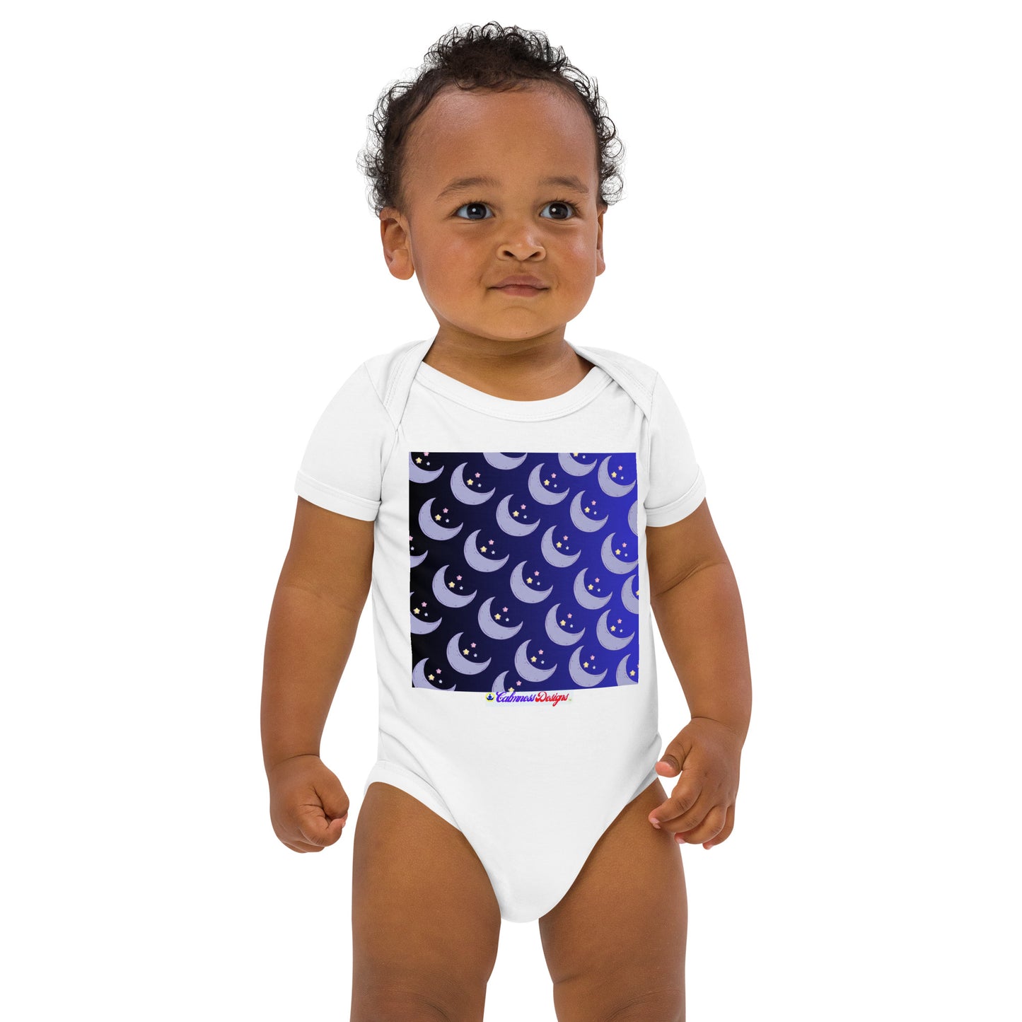 Baby Moon and Stars,  CALMNESS DESIGNS,  Creative Designer's,  Organic cotton baby bodysuit