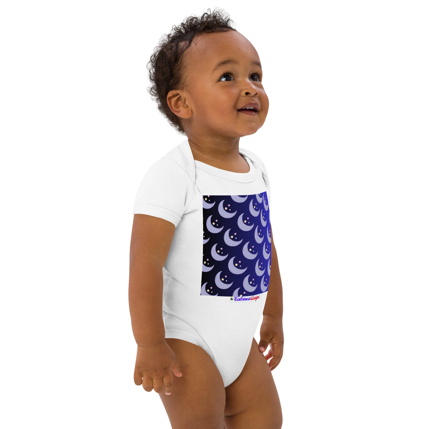 Baby Moon and Stars,  CALMNESS DESIGNS,  Creative Designer's,  Organic cotton baby bodysuit