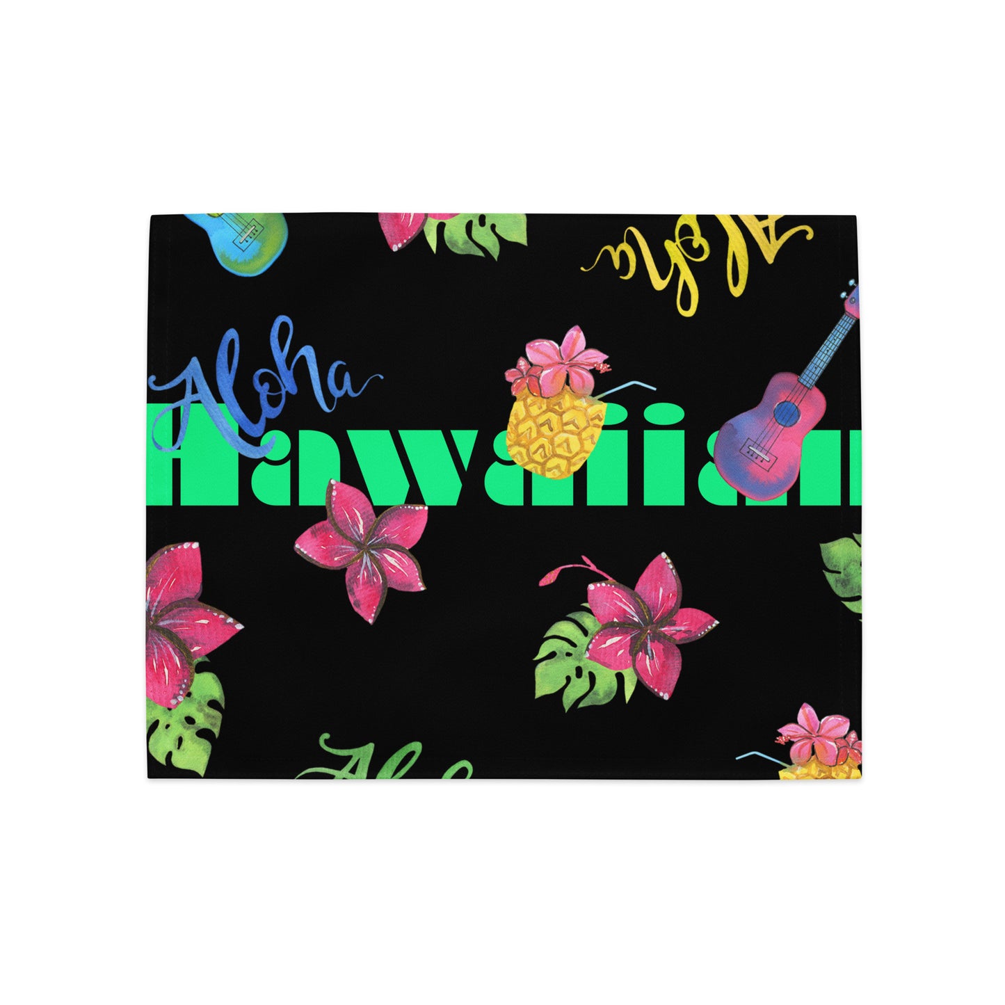 Water Color Hawaiian, Guitars, Flower's, Aloha, Tropical Drinks, CALMNESS DESIGNS,  Creative Designer's,  Placemat Set