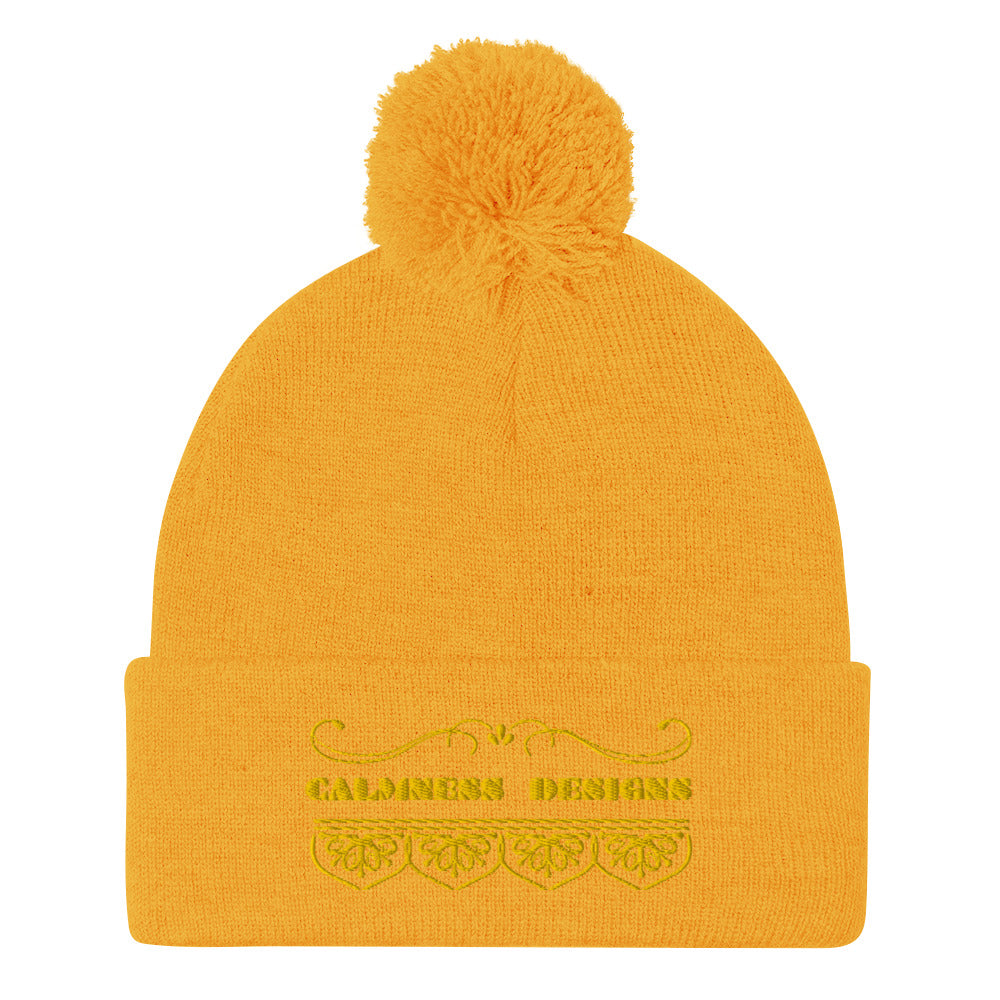 Bidri Decorative Elements Border Gold, CALMNESS DESIGNS,  Creative Designer's,  Pom-Pom Beanie