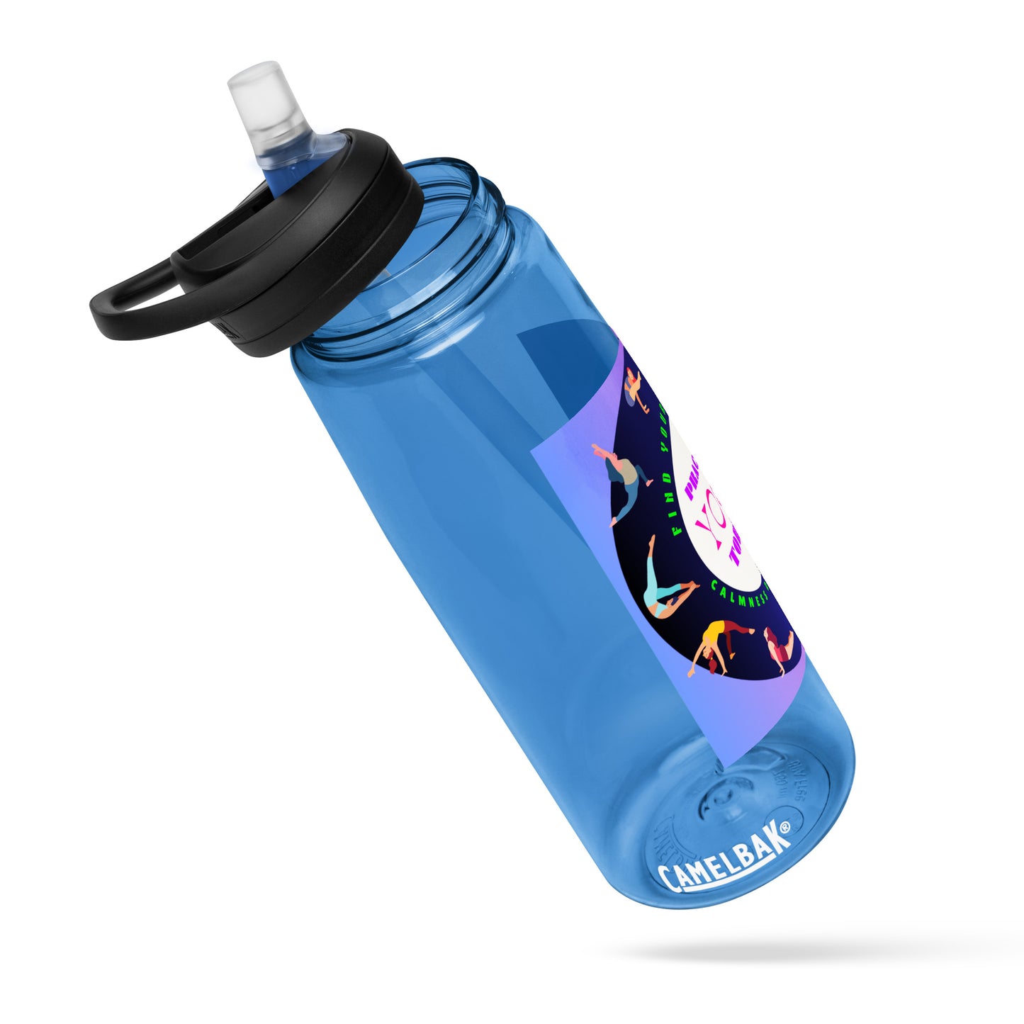 Colorful Illustrated Practice Yoga Today, FIND YOUR BALANCE, CALMNESSDESIGN.com, Creative Designer's,  Sports water bottle