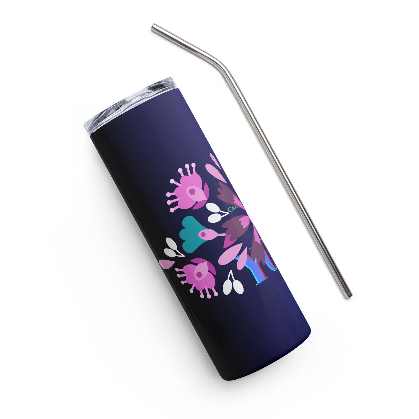 Mexican Embroidery, YOGA, Pretty Flowers,  CALMNESS DESIGNS,  Creative Designer's,  Stainless steel tumbler