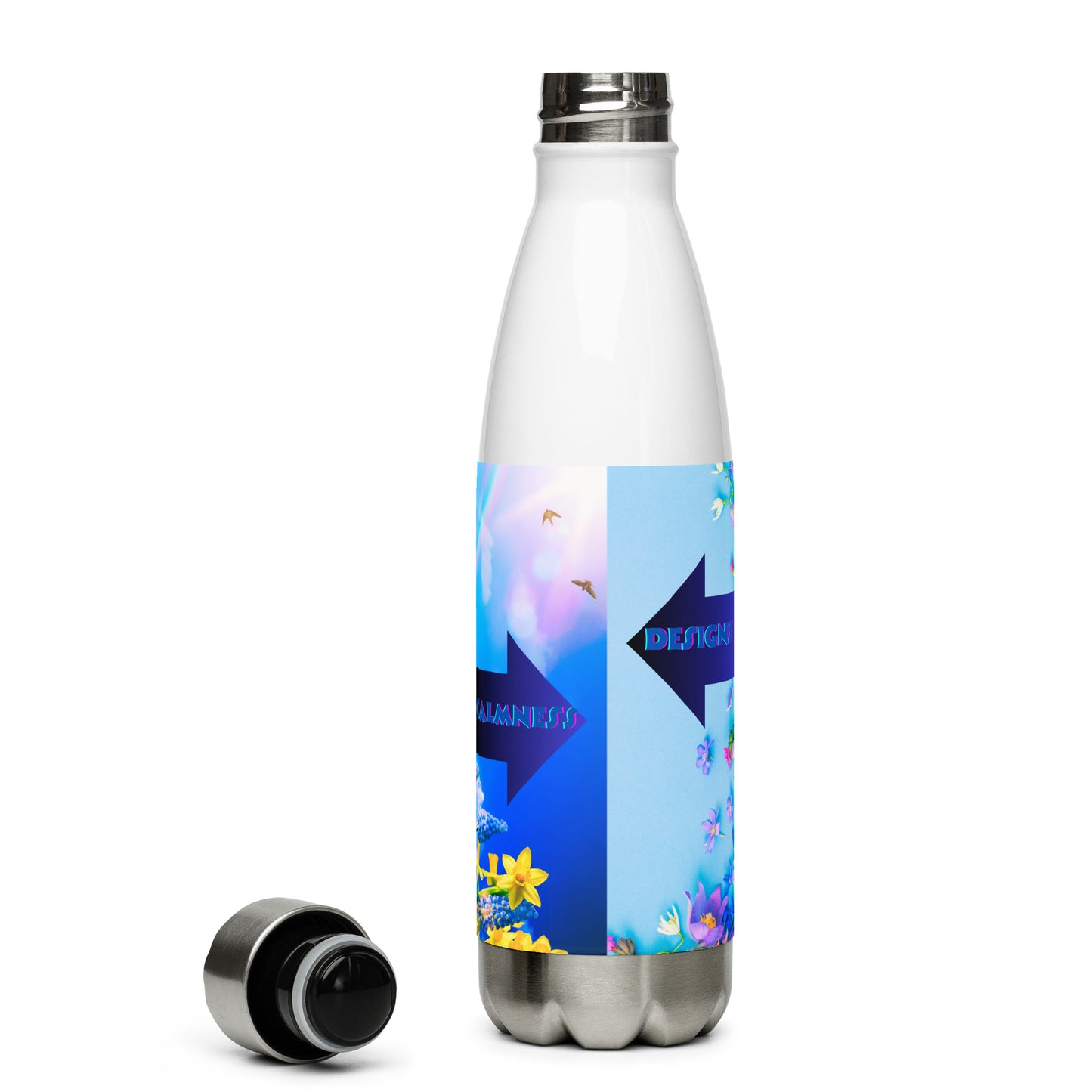 Happy Easter Background, Fresh Spring Flowers, Arrow,  Calmness Designs, Creative Designs,   Stainless steel water bottle