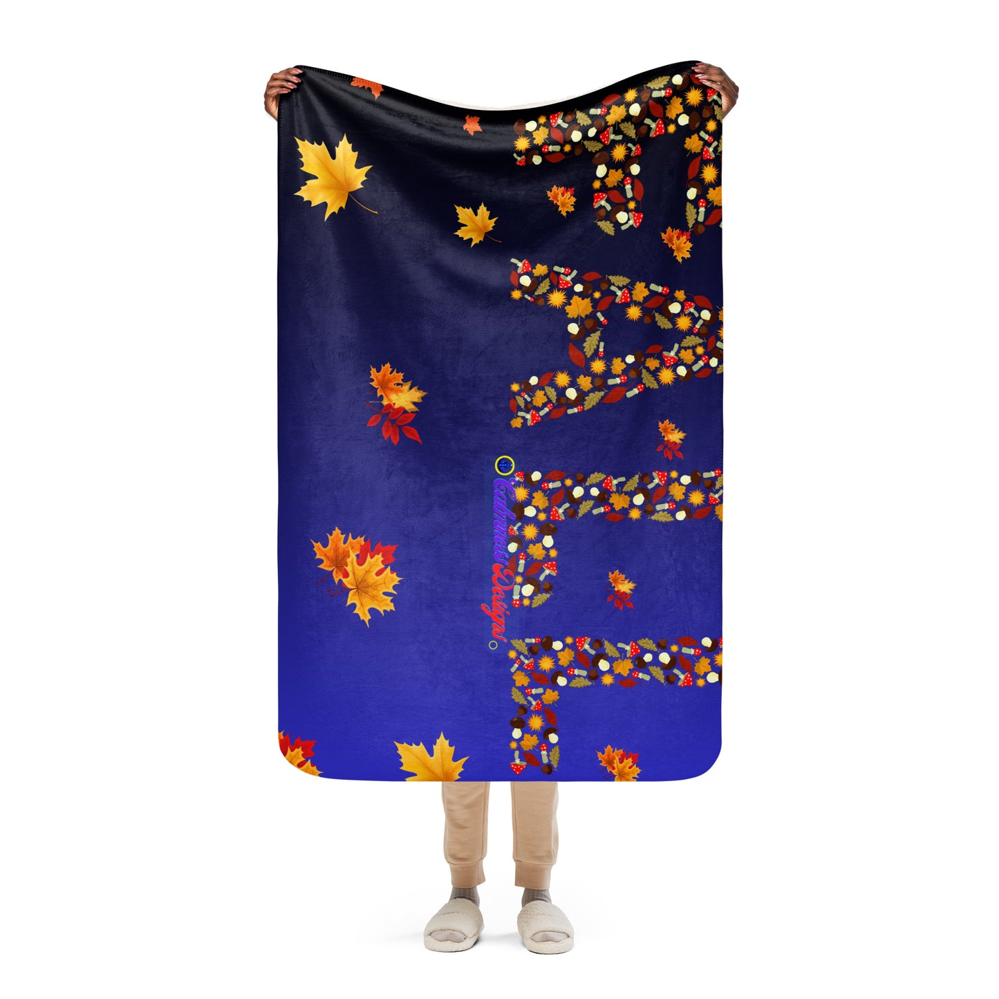 FALL Word Made Form Fall Elements, Fall Leaves,  CALMNESS DESIGNS,  Creative Designer's,  Sherpa blanket