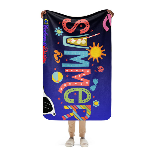 Hello Summer, Summer Vacation Sun Glasses, Stars,  CALMNESS DESIGNS,  Creative Designer's,  Sherpa blanket