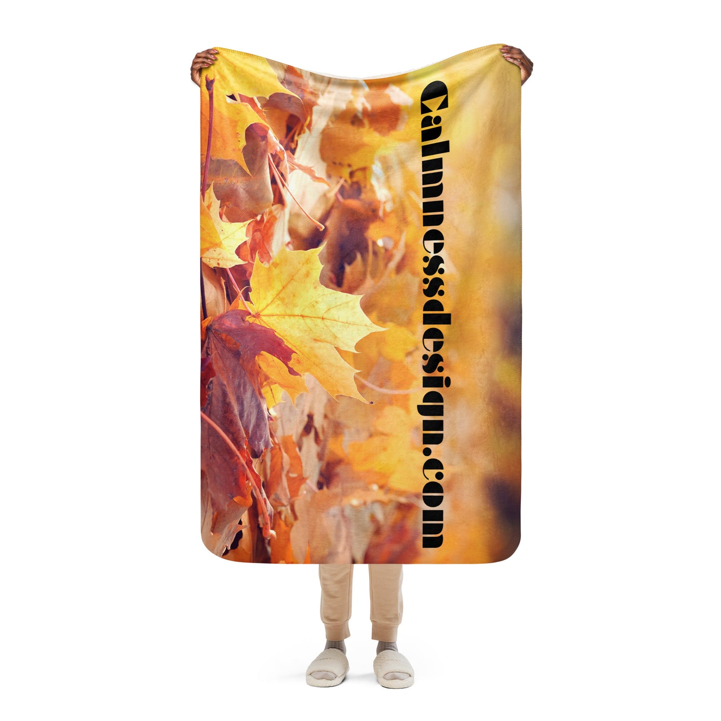 Beautiful Autumn Leaves with Maple, Calmnessdesign.COM,  Sherpa blanket