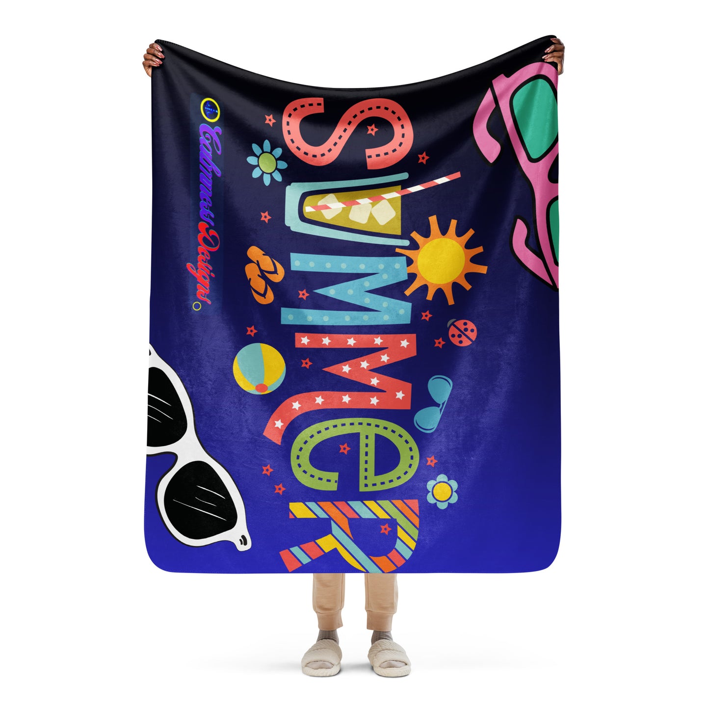 Hello Summer, Summer Vacation Sun Glasses, Stars,  CALMNESS DESIGNS,  Creative Designer's,  Sherpa blanket