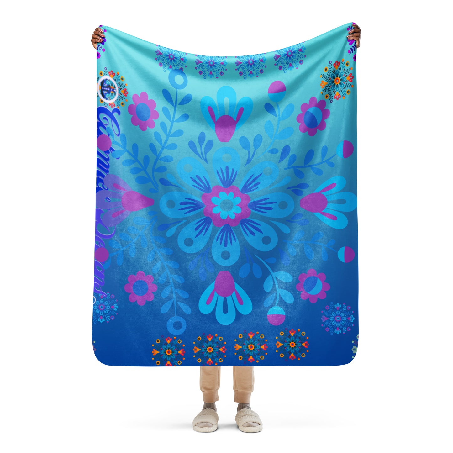 Mexican Embroidery Seamless Pattern, CALMNESS DESIGNS,  Creative Designer's, Sherpa blanket