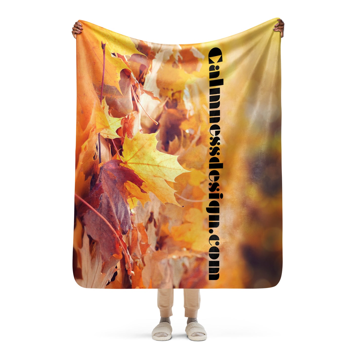 Beautiful Autumn Leaves with Maple, Calmnessdesign.COM,  Sherpa blanket