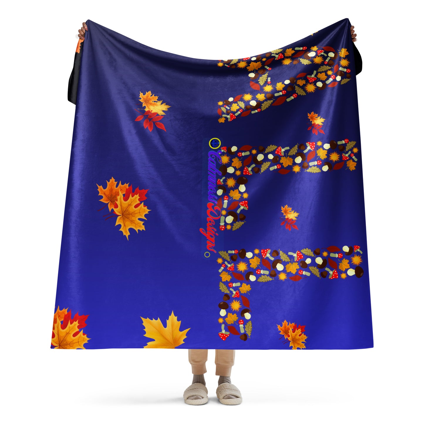 FALL Word Made Form Fall Elements, Fall Leaves,  CALMNESS DESIGNS,  Creative Designer's,  Sherpa blanket