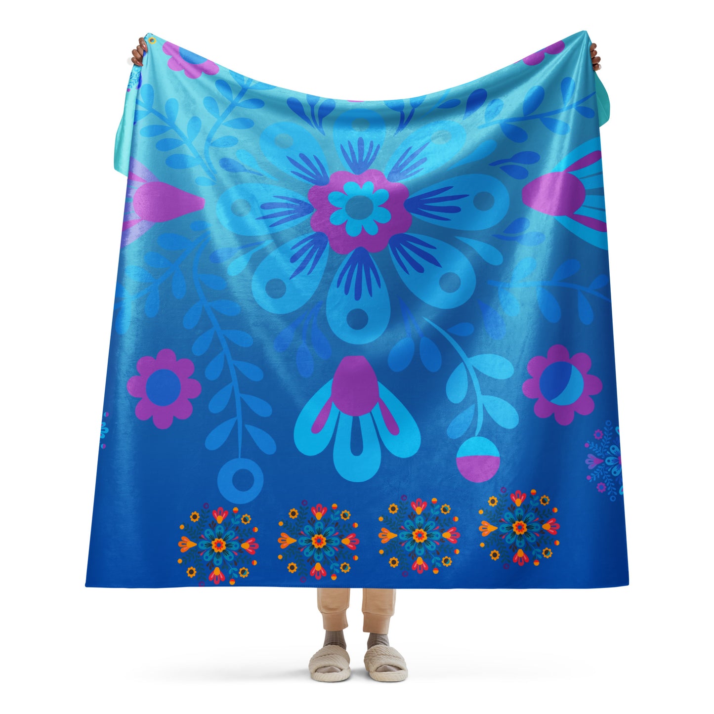 Mexican Embroidery Seamless Pattern, CALMNESS DESIGNS,  Creative Designer's, Sherpa blanket