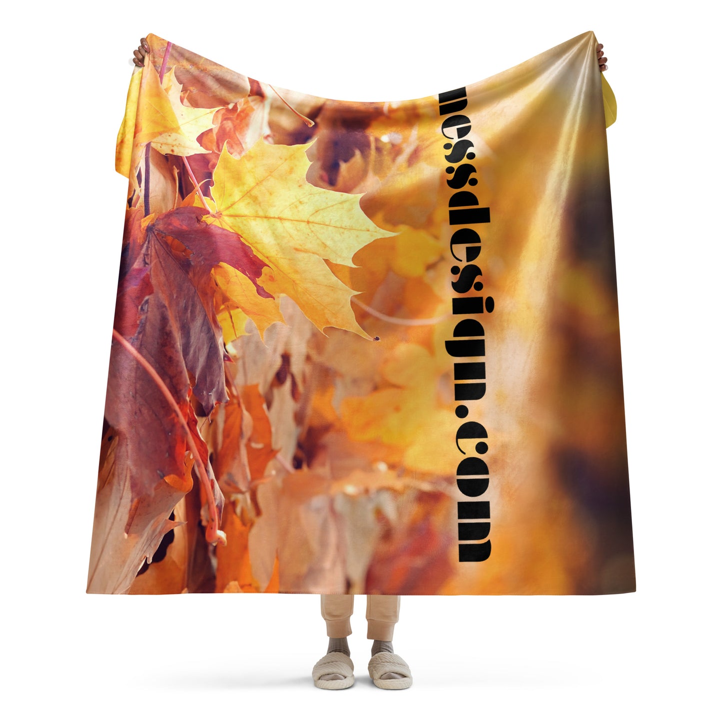 Beautiful Autumn Leaves with Maple, Calmnessdesign.COM,  Sherpa blanket