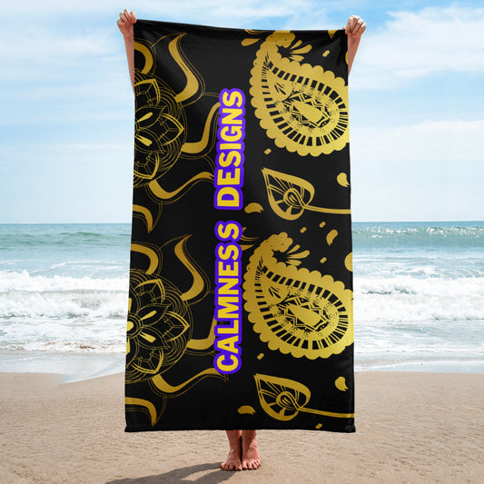 Gold Mandala Element, Gold Paisley,   Towel