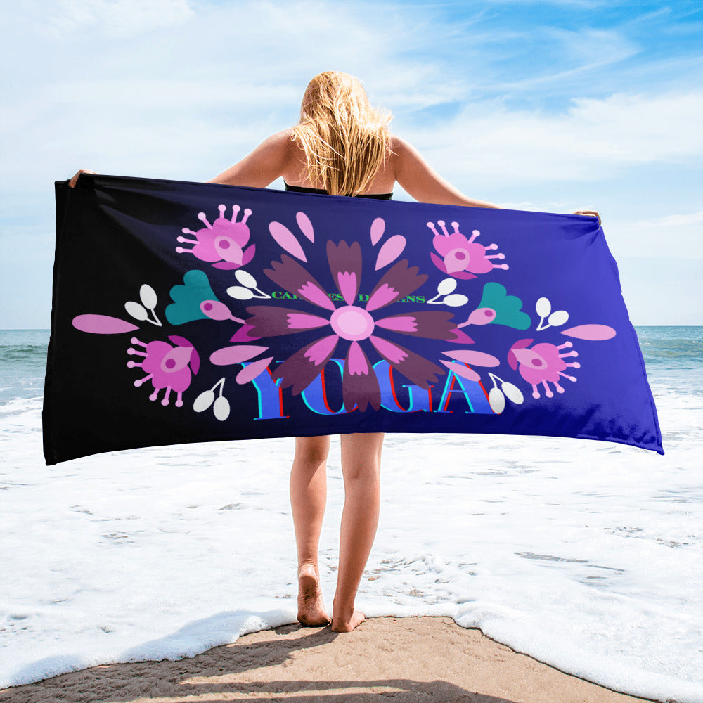 Mexican Embroidery, YOGA, Pretty Flowers,  CALMNESS DESIGNS,  Creative Designer's,  Towel