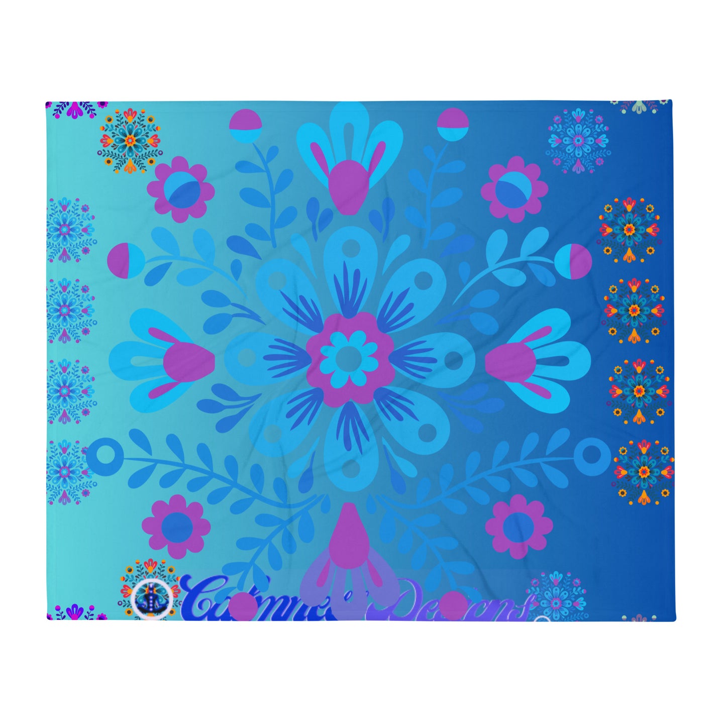 Mexican Embroidery Seamless Pattern, CALMNESS DESIGNS,  Creative Designer's,  Throw Blanket