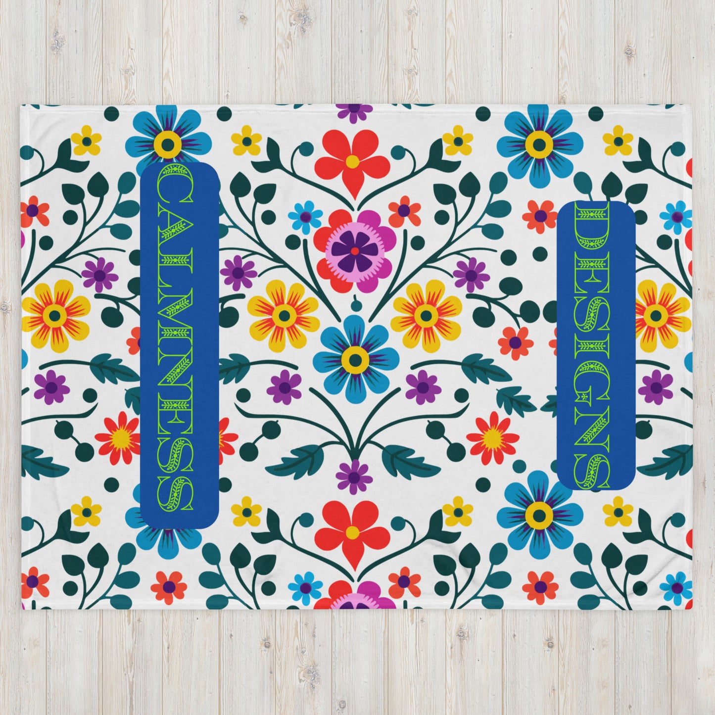 Mexican Embroidery Seamless Pattern, CALMNESS DESIGNS,  Creative Designer's,  Throw Blanket