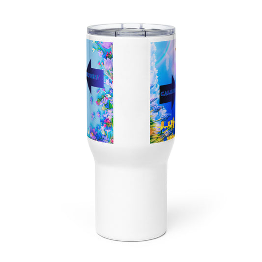 Happy Easter Background, Fresh Spring Flowers, Arrow,  Calmness Designs, Creative Designs,  Travel mug with a handle