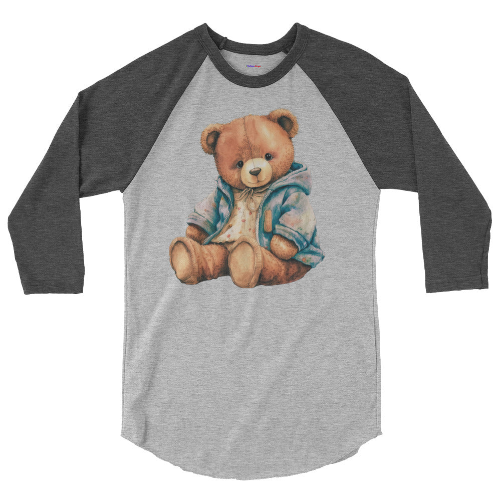 Teddy Bear , RELAXING, Chilling, Calmness Designs, Creative Designs,   3/4 sleeve raglan shirt