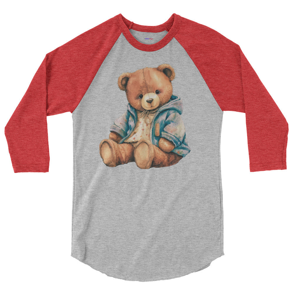 Teddy Bear , RELAXING, Chilling, Calmness Designs, Creative Designs,   3/4 sleeve raglan shirt