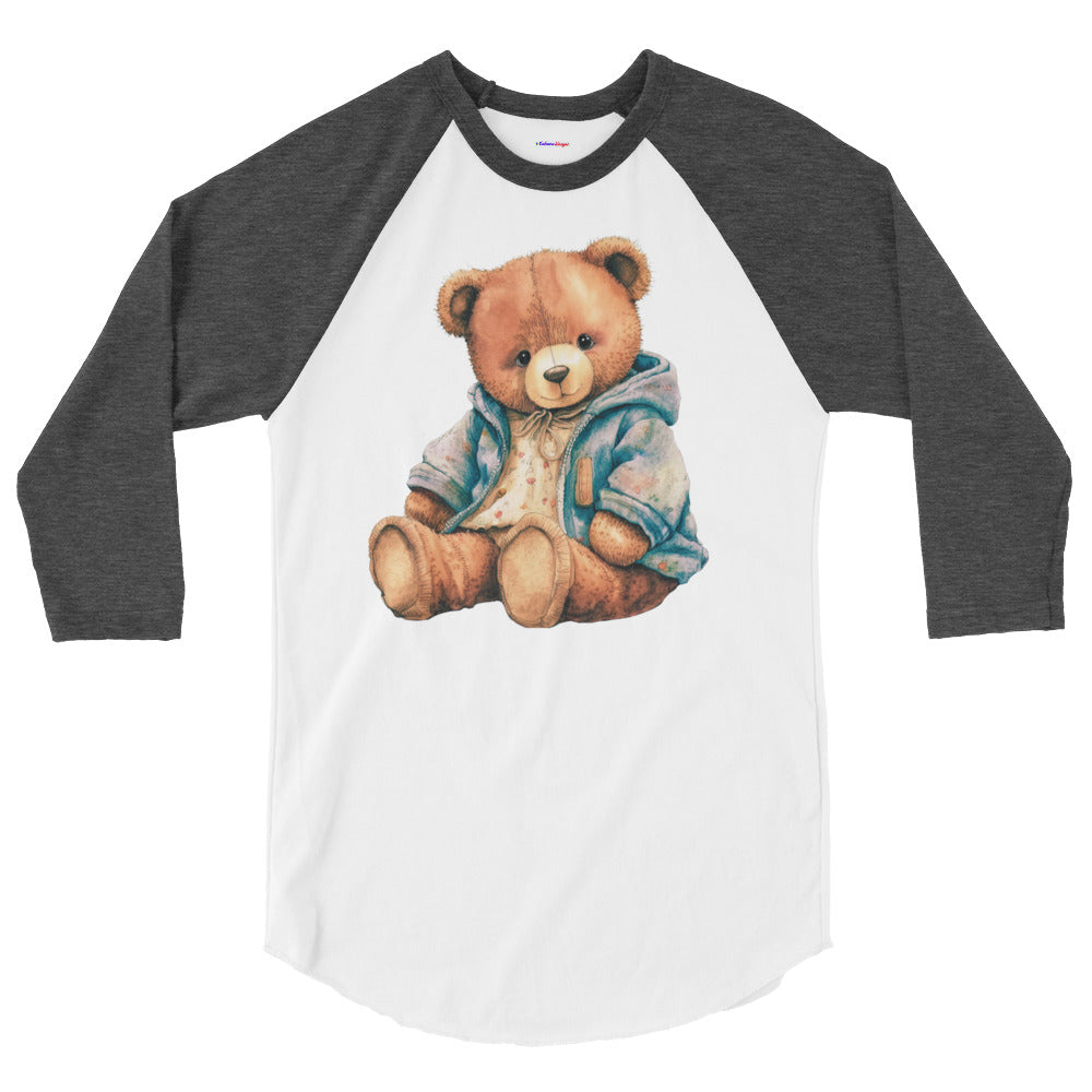 Teddy Bear , RELAXING, Chilling, Calmness Designs, Creative Designs,   3/4 sleeve raglan shirt