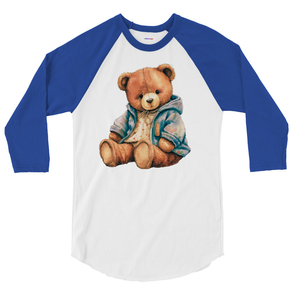 Teddy Bear , RELAXING, Chilling, Calmness Designs, Creative Designs,   3/4 sleeve raglan shirt