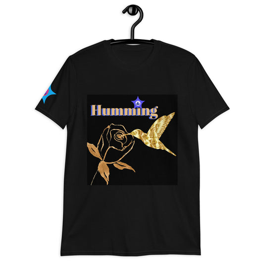 Golden-Hummingbird, Golden-Rose, CALMNESS DESIGNS,  Creative Designer's,  Short-Sleeve Unisex T-Shirt