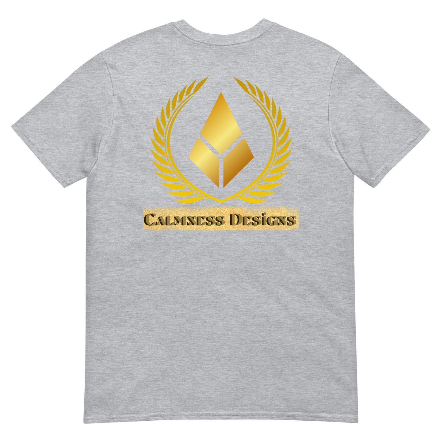 Gold Laurel Wreath, Gold Diamond Shape,  CALMNESS DESIGNS,  Creative Designer's,  Short-Sleeve Unisex T-Shirt