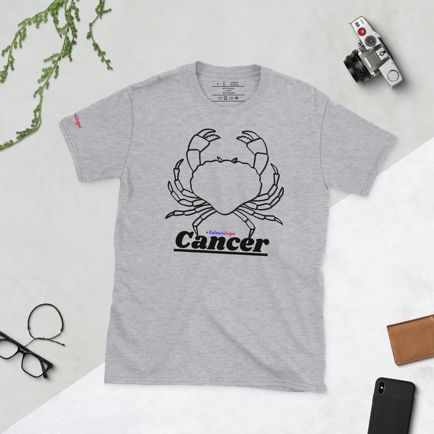 Zodiac Signs, Cancer, Calmness Designs,Short-Sleeve Unisex T-Shirt