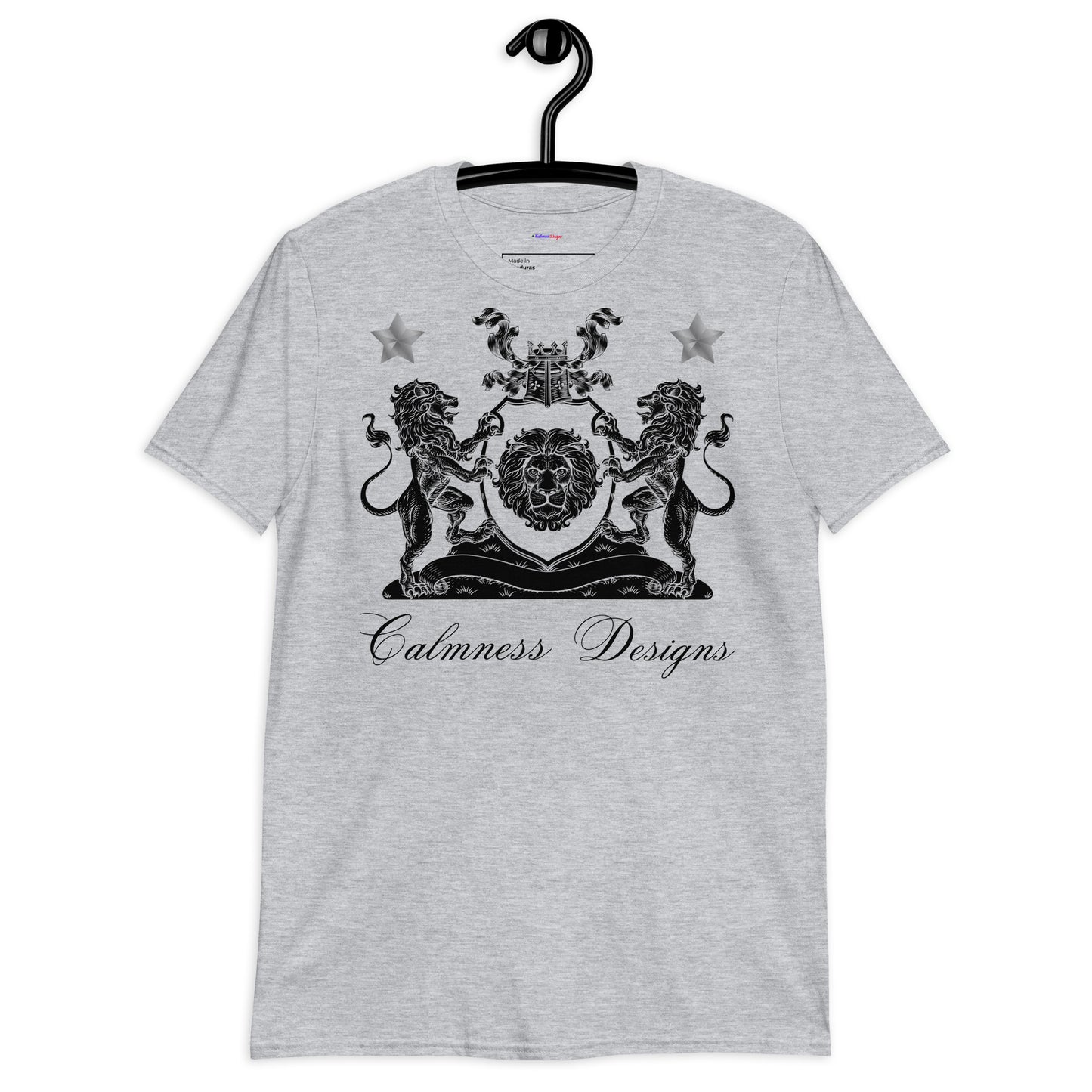 Coats of Arms, Lions Crest Shield, Stars,  Calmness Designs,   Short-Sleeve Unisex T-Shirt