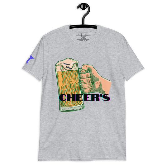 CHEER'S, HAND HOLDING BEER,  CALMNESS DESIGNS,  Creative Designer's,  Short-Sleeve Unisex T-Shirt