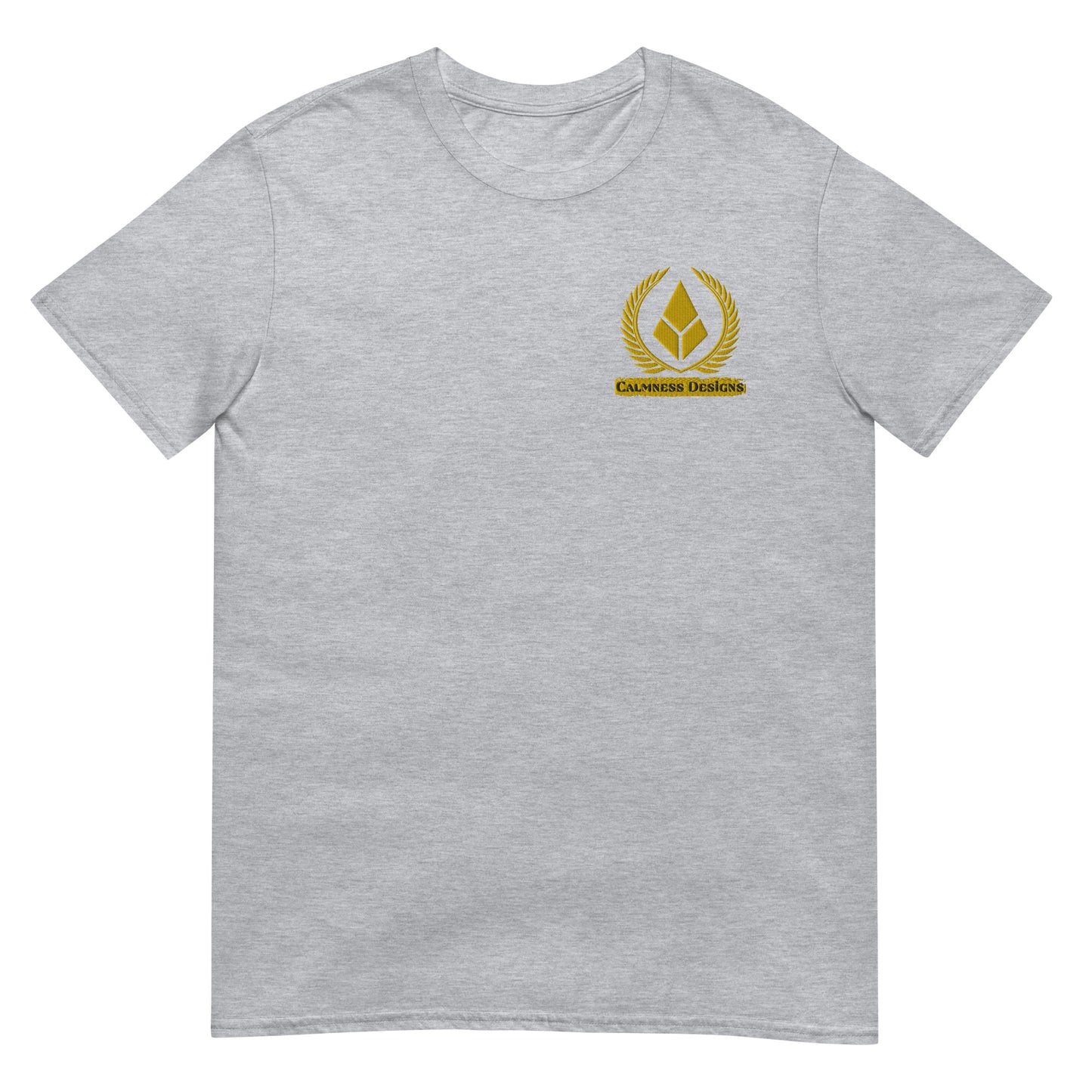 Gold Laurel Wreath, Gold Diamond Shape,  CALMNESS DESIGNS,  Creative Designer's,  Short-Sleeve Unisex T-Shirt