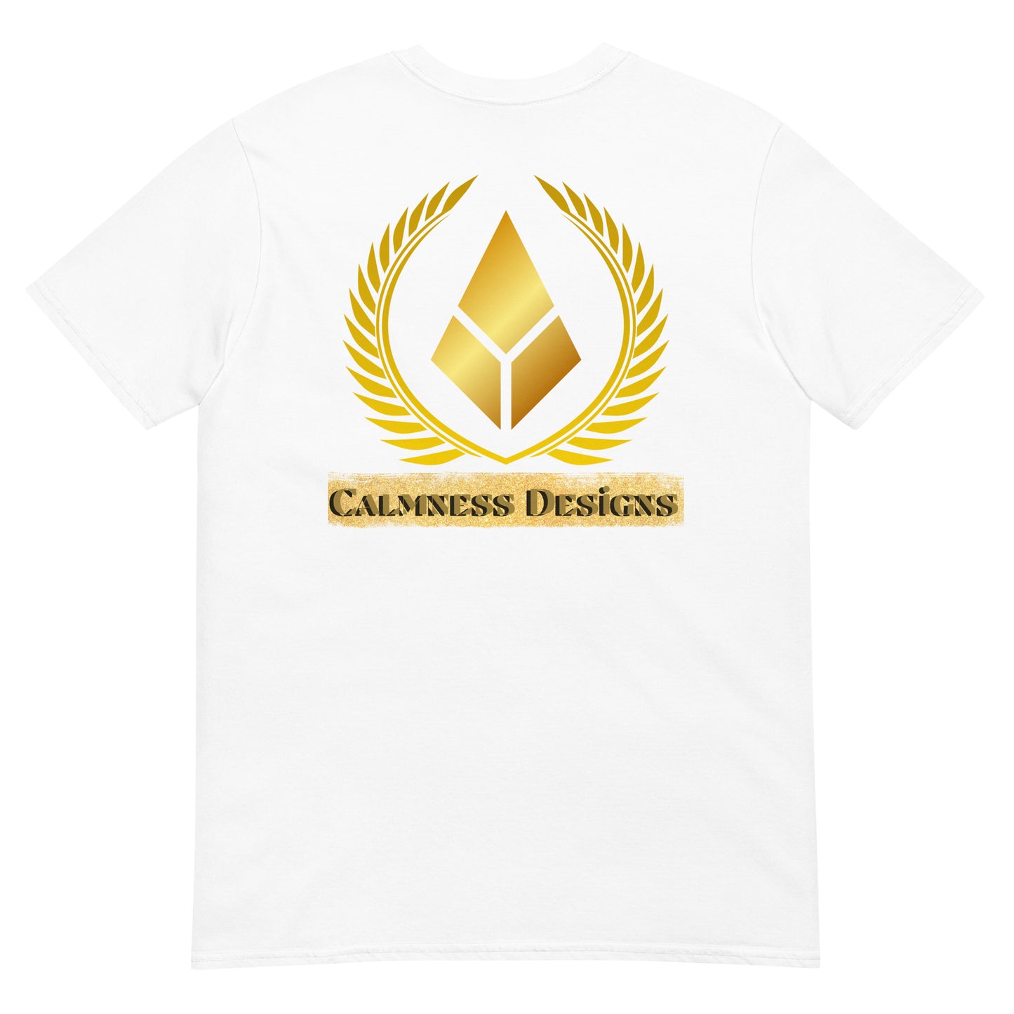 Gold Laurel Wreath, Gold Diamond Shape,  CALMNESS DESIGNS,  Creative Designer's,  Short-Sleeve Unisex T-Shirt