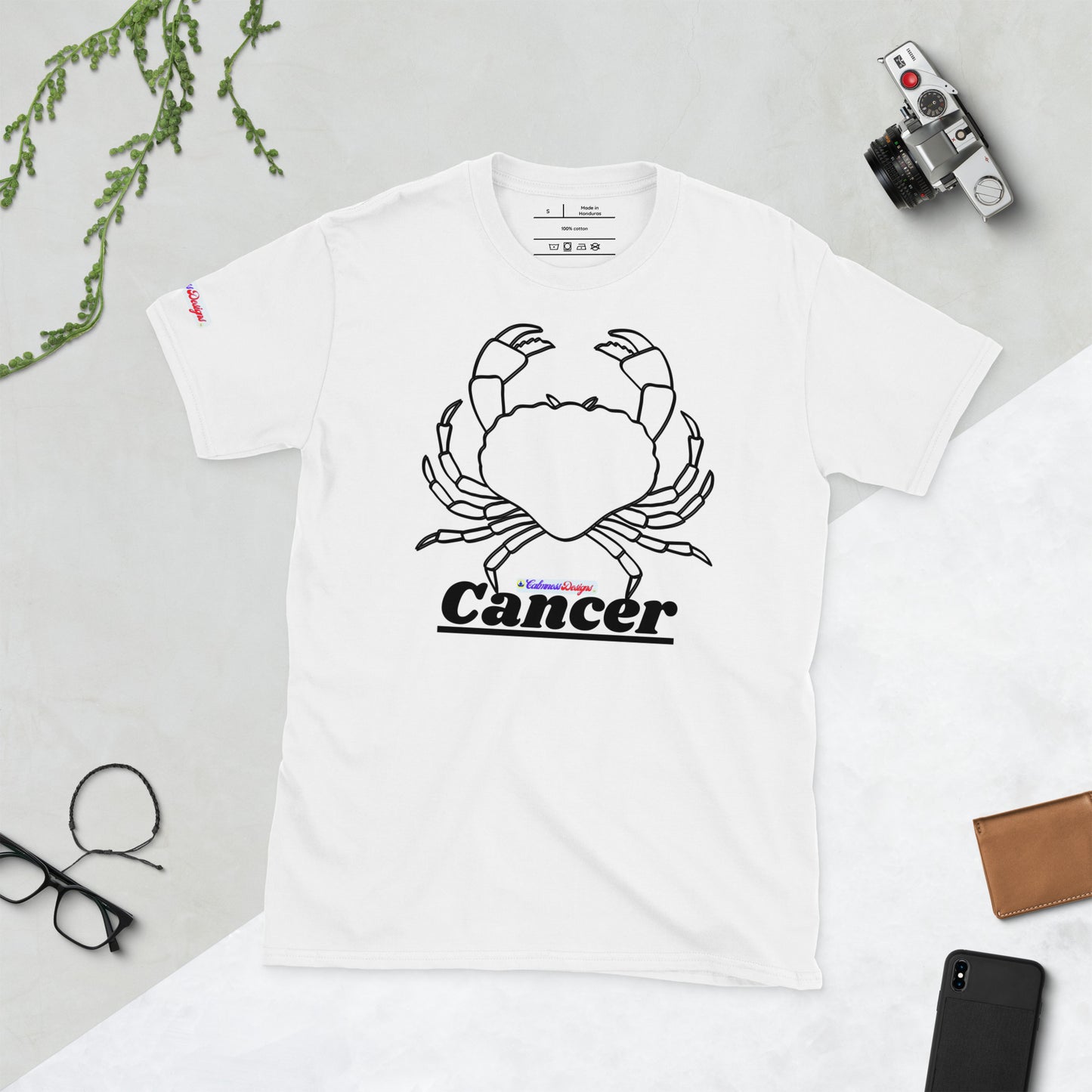 Zodiac Signs, Cancer, Calmness Designs,Short-Sleeve Unisex T-Shirt