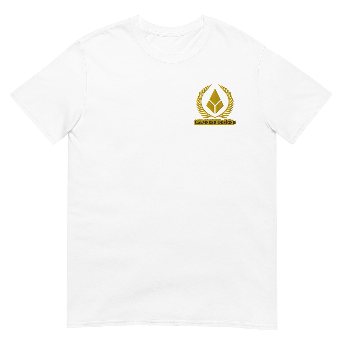 Gold Laurel Wreath, Gold Diamond Shape,  CALMNESS DESIGNS,  Creative Designer's,  Short-Sleeve Unisex T-Shirt