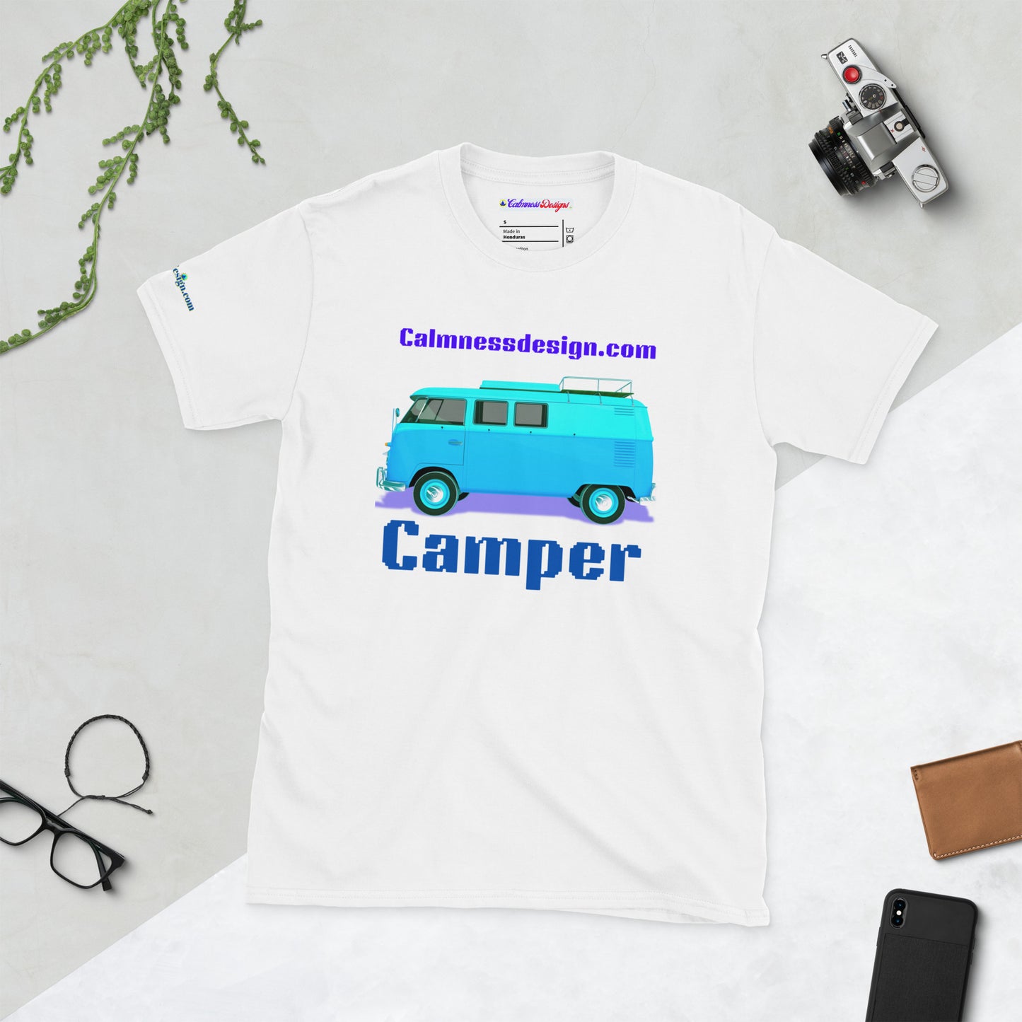 Blue Age Camper, Calmnessdesign.COM,  Short-Sleeve Unisex T-Shirt