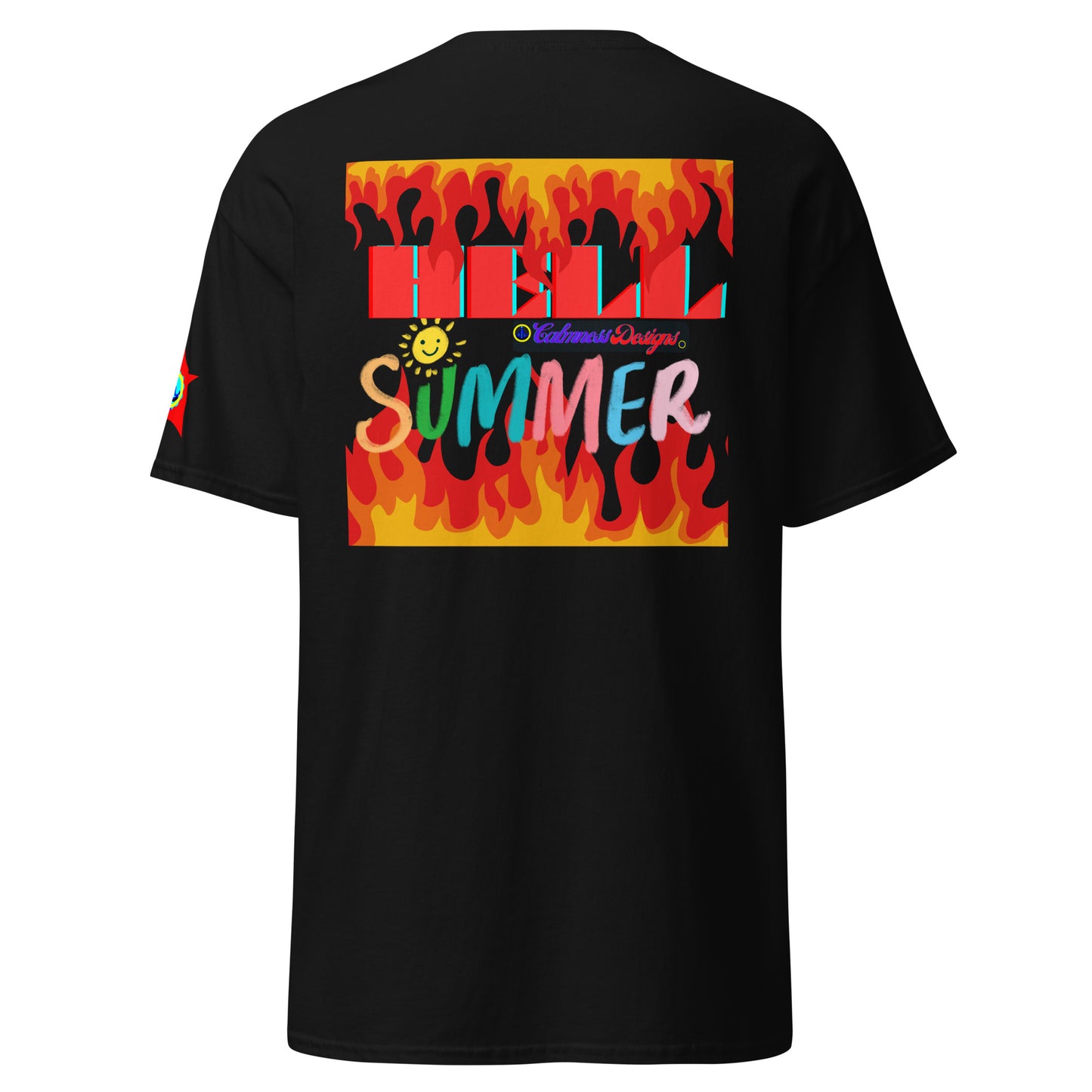 Fire Flame, Summer-Sunshine Face, HELL SUMMER, CALMNESS DESIGNS,  Creative Designer's,  Unisex classic tee