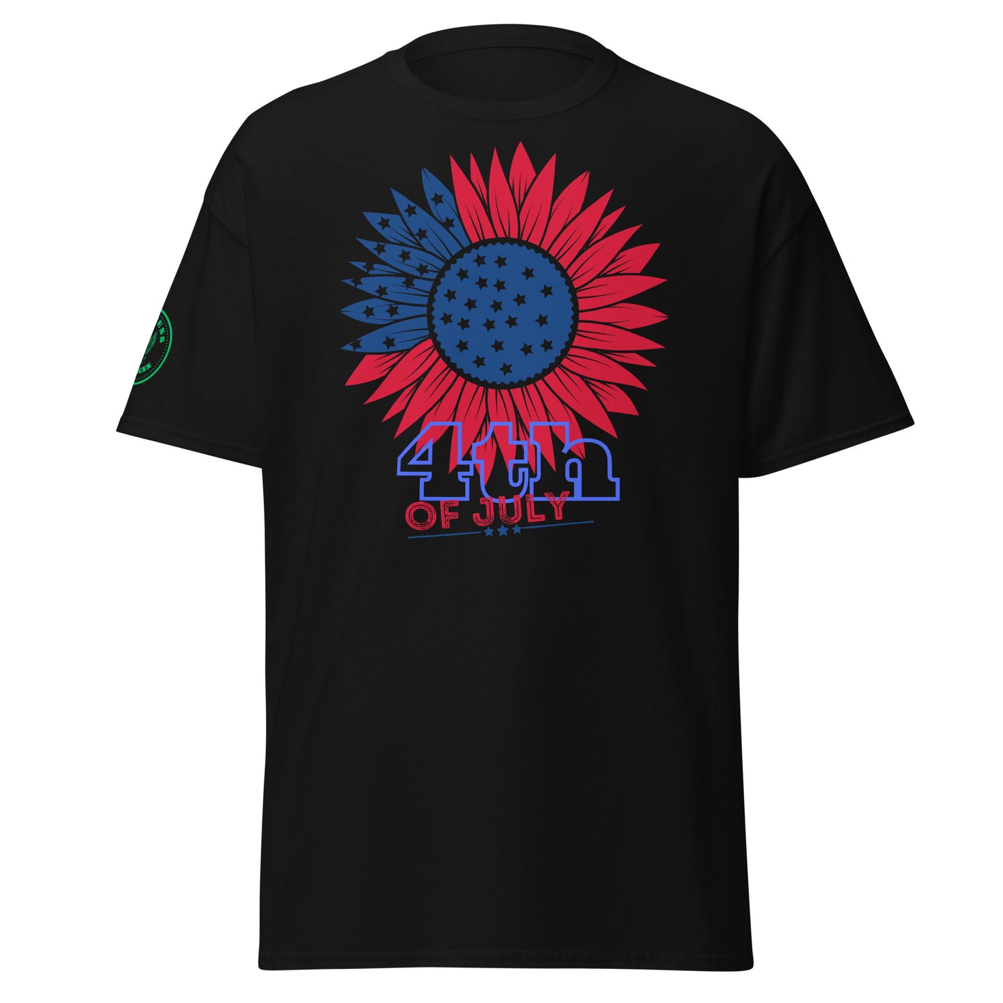 Red & Blue Sunflower Illustration 4TH JULY, USA, CALMNESS DESIGNS,  Creative Designer's,  Unisex classic tee