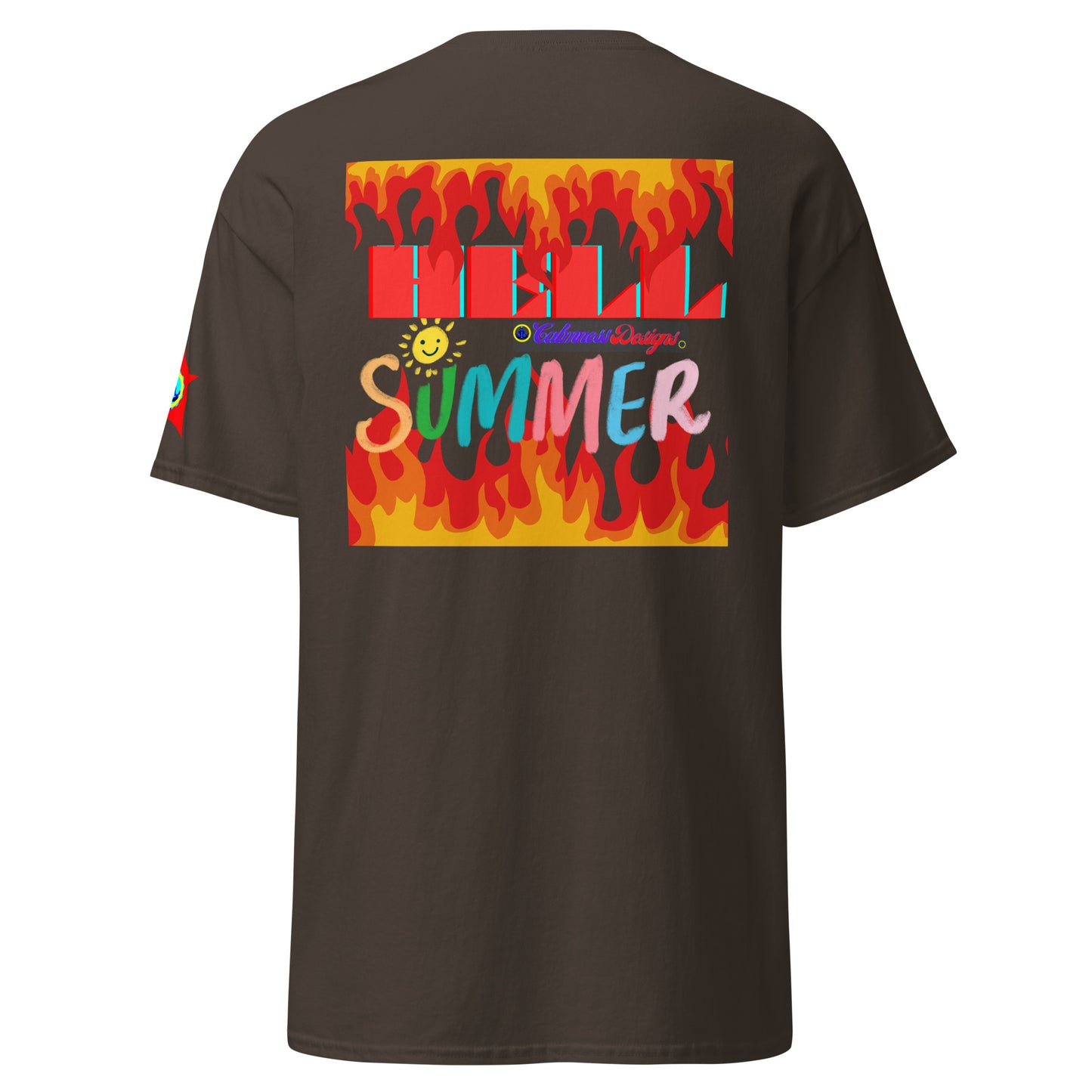 Fire Flame, Summer-Sunshine Face, HELL SUMMER, CALMNESS DESIGNS,  Creative Designer's,  Unisex classic tee