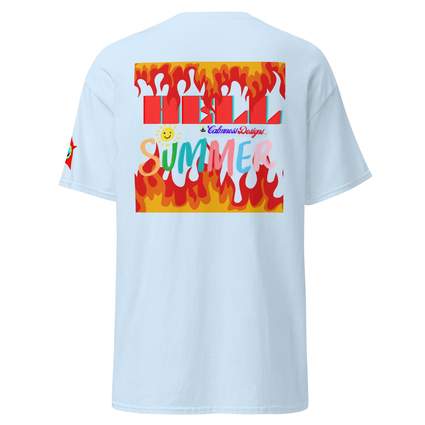 Fire Flame, Summer-Sunshine Face, HELL SUMMER, CALMNESS DESIGNS,  Creative Designer's,  Unisex classic tee