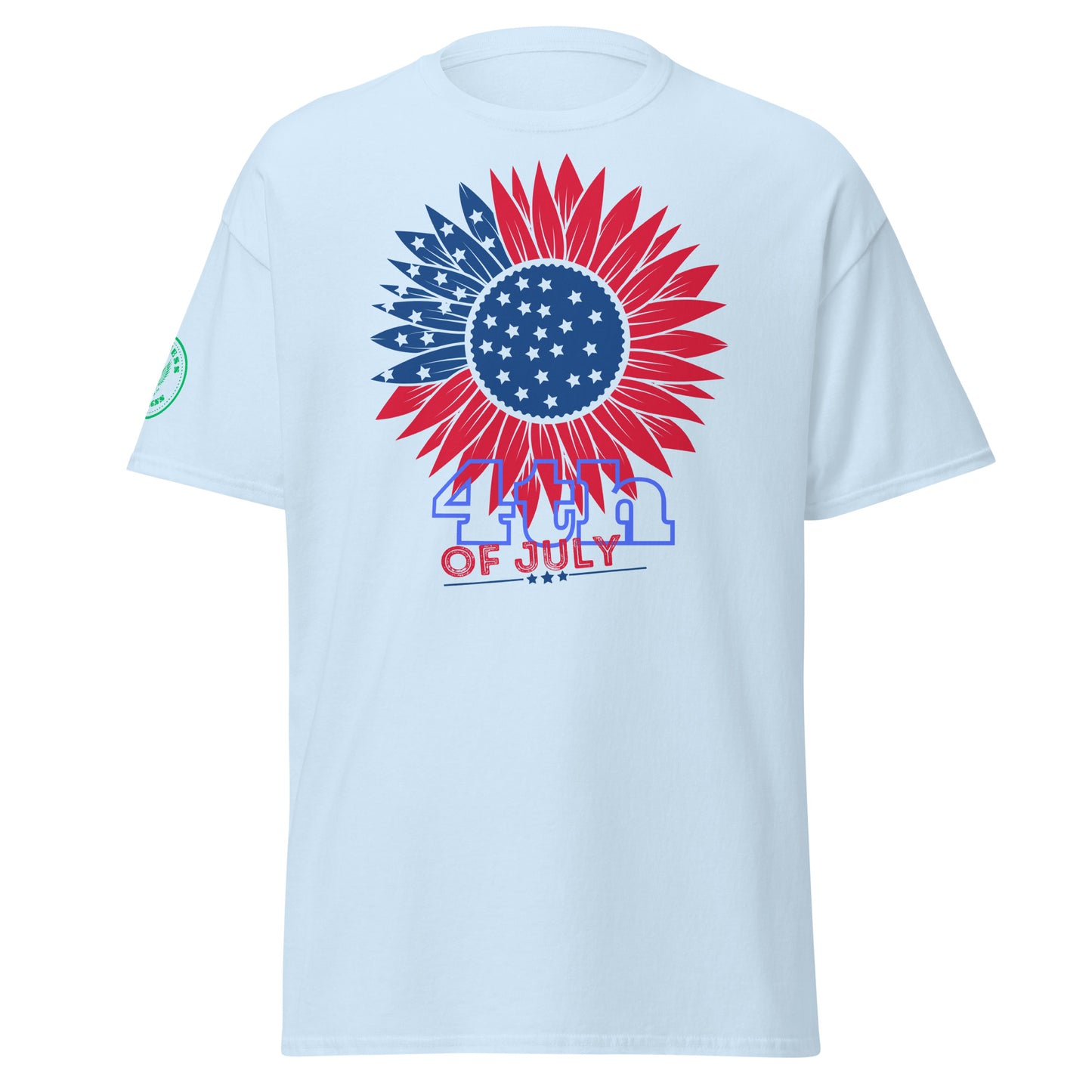 Red & Blue Sunflower Illustration 4TH JULY, USA, CALMNESS DESIGNS,  Creative Designer's,  Unisex classic tee