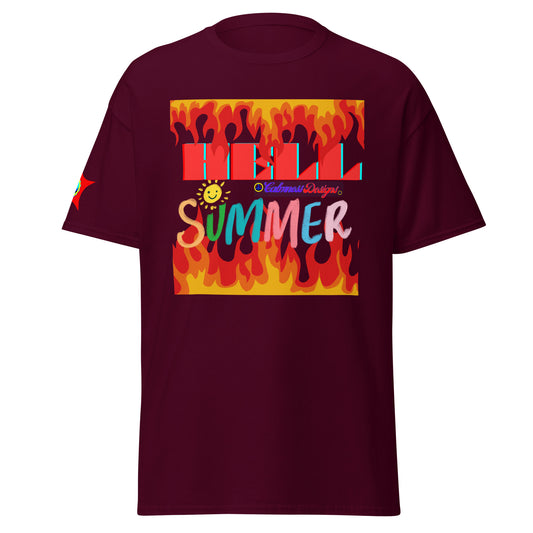 Fire Flame, Summer-Sunshine Face, HELL SUMMER, CALMNESS DESIGNS,  Creative Designer's,  Unisex classic tee