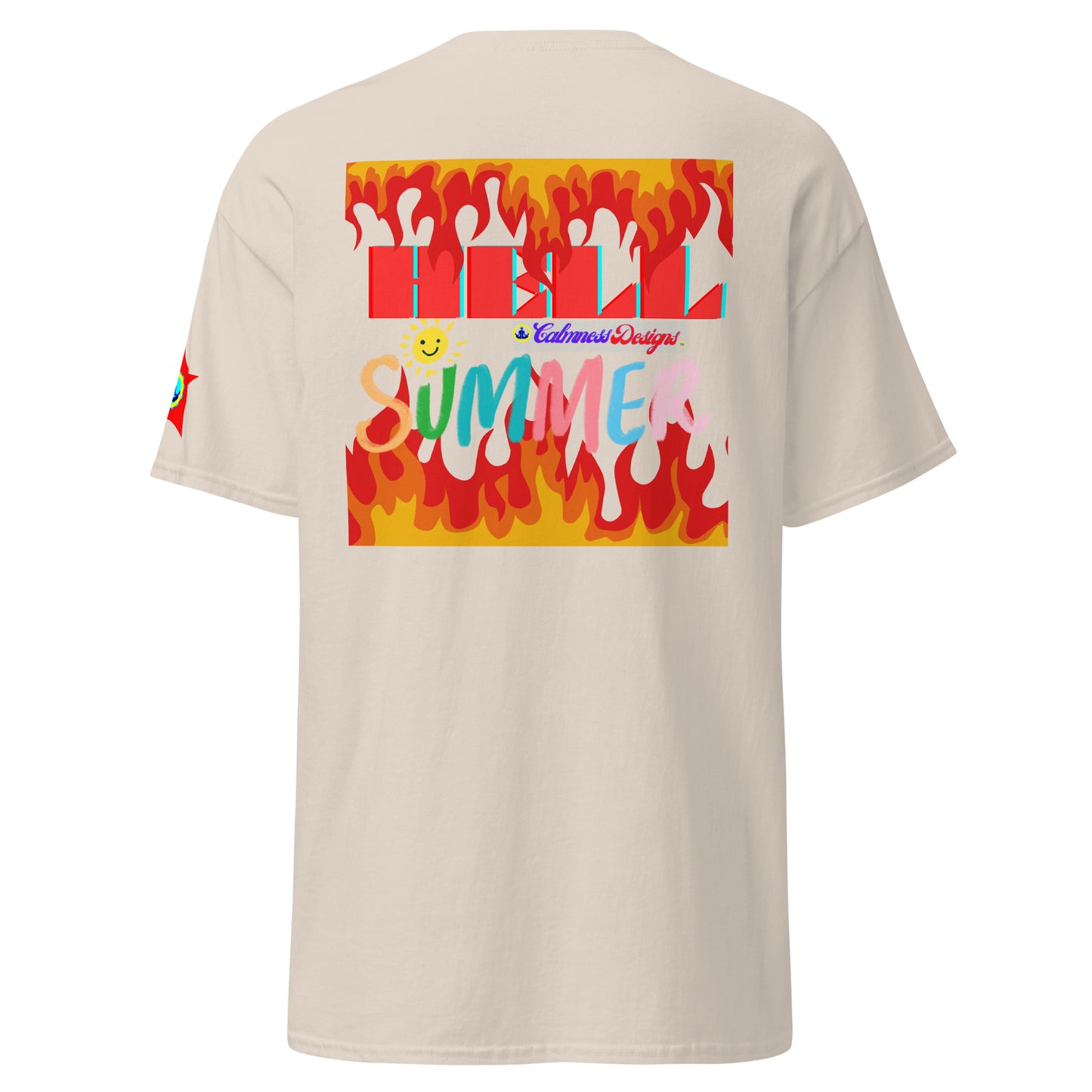 Fire Flame, Summer-Sunshine Face, HELL SUMMER, CALMNESS DESIGNS,  Creative Designer's,  Unisex classic tee